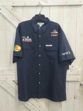 Bass Pro Navy Hook & Tackle Button Down Shirt Size L